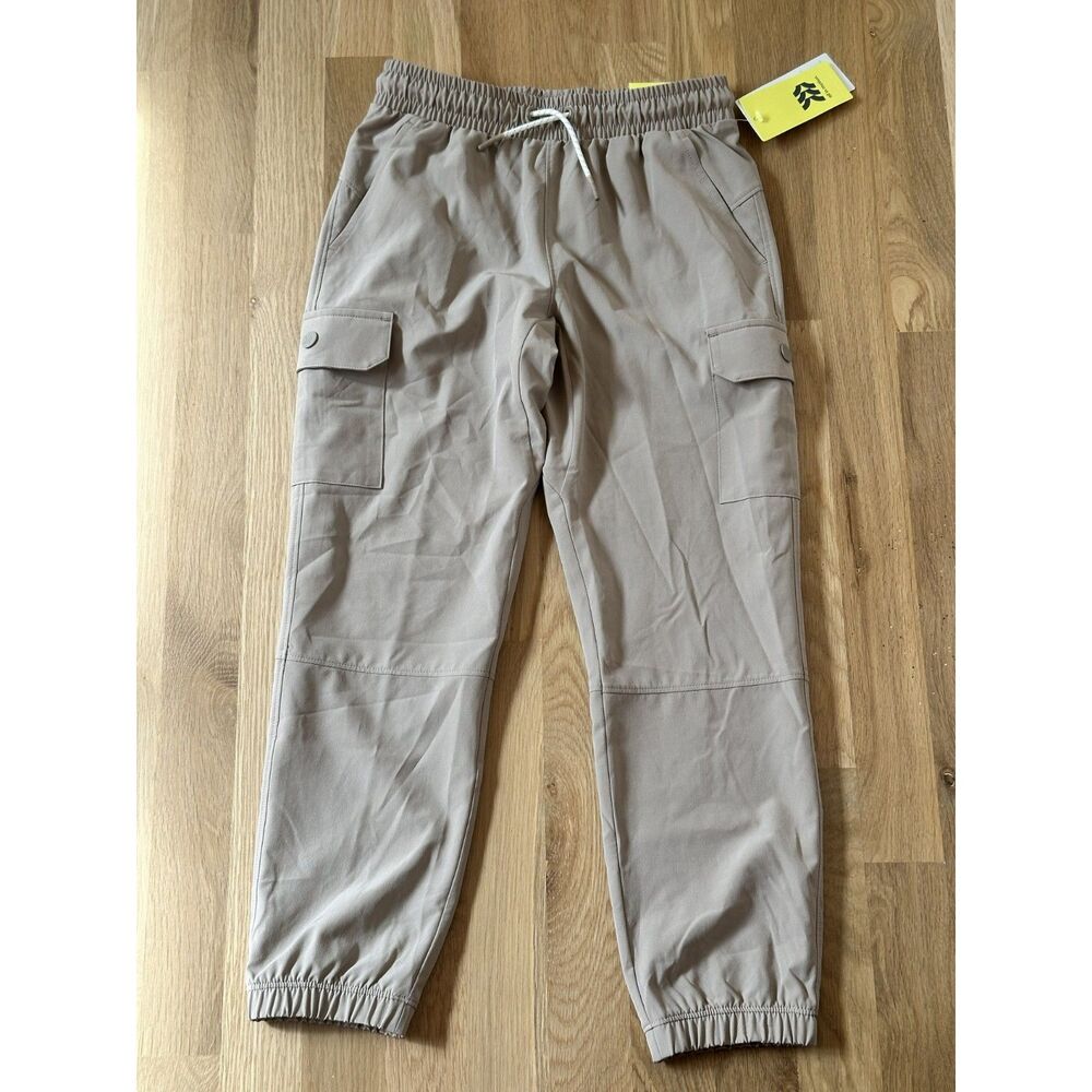 All In Motion Cargo Pants Khaki Brown Pull String Waist NWT Polyester